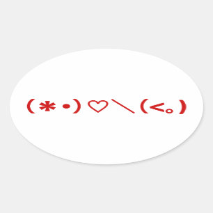 Happy Valentine's Day / Japanese Emoticons Oval Sticker