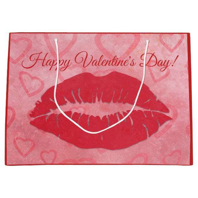 Happy Valentine's Day Kiss Large Gift Bag (Front)