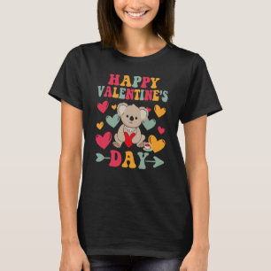 Happy Valentines Day Koala Heart Love Groovy T-Shirt