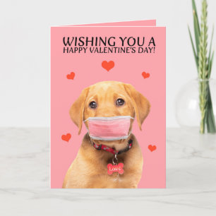 Happy Valentine's Day Labrador in Face Mask Humour Holiday Card