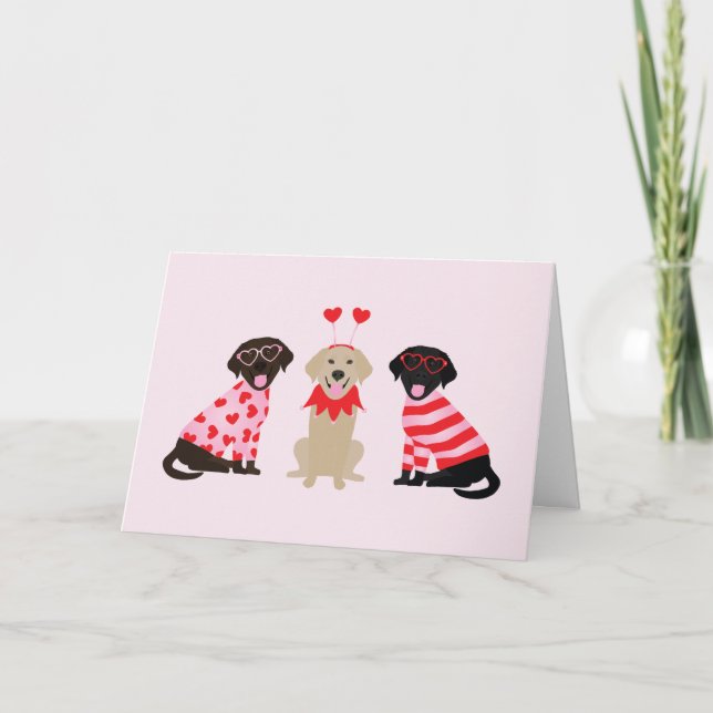 Happy Valentines Day Labrador Retriever Dogs Holiday Card (Front)