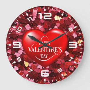 Happy Valentine's Day! Large Clock