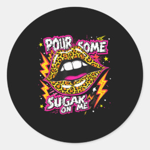 Happy Valentine's Day Leopard Lips Ur Some Sugar A Classic Round Sticker