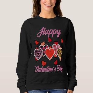 Happy Valentines Day Leopard Plaid Hearts Women Gi Sweatshirt
