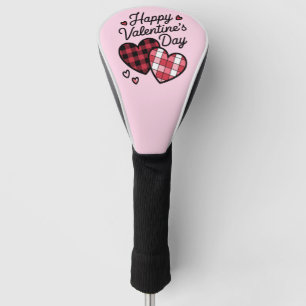 Happy Valentines Day Leopard Plaid Love Heart  Golf Head Cover