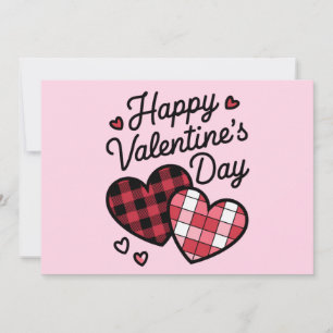 Happy Valentines Day Leopard Plaid Love Heart Holiday Card