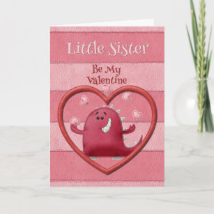 Happy Valentine's Day Little Sister Holiday Card