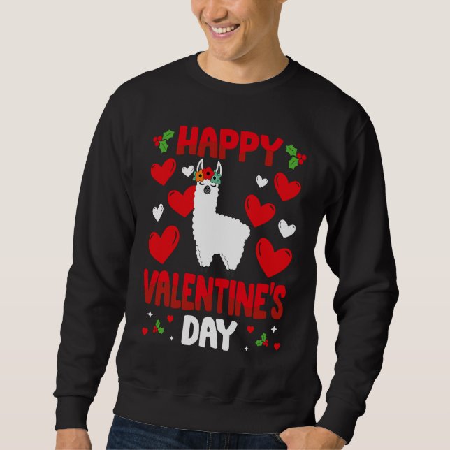 Happy Valentines Day Llama Heart Love Animal Sweatshirt (Front)