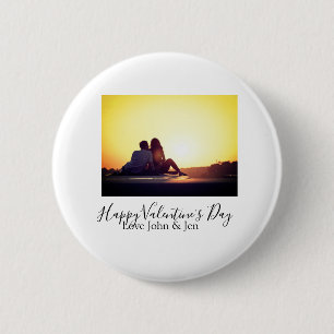 Happy Valentine's day love add name photo simple g 6 Cm Round Badge