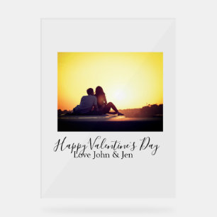 Happy Valentine's day love add name photo simple g Acrylic Sign