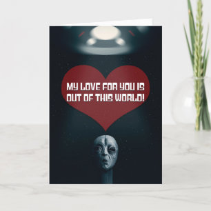 Happy Valentines Day Love and Romance Alien UFO Holiday Card