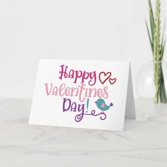Happy Valentine's Day | Love Bird Minimalist Cute Holiday Card (Front)