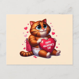 Happy Valentines Day Love Cat Postcard