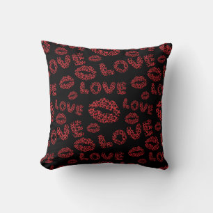 Happy Valentine's Day Love Elegant Red &Black Cushion