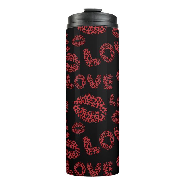 Happy Valentine's Day Love Elegant Red &Black Thermal Tumbler (Front)