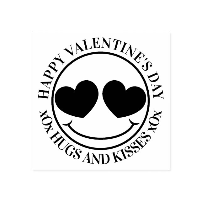 Happy Valentine's Day Love Face Rubber Stamp (Imprint)