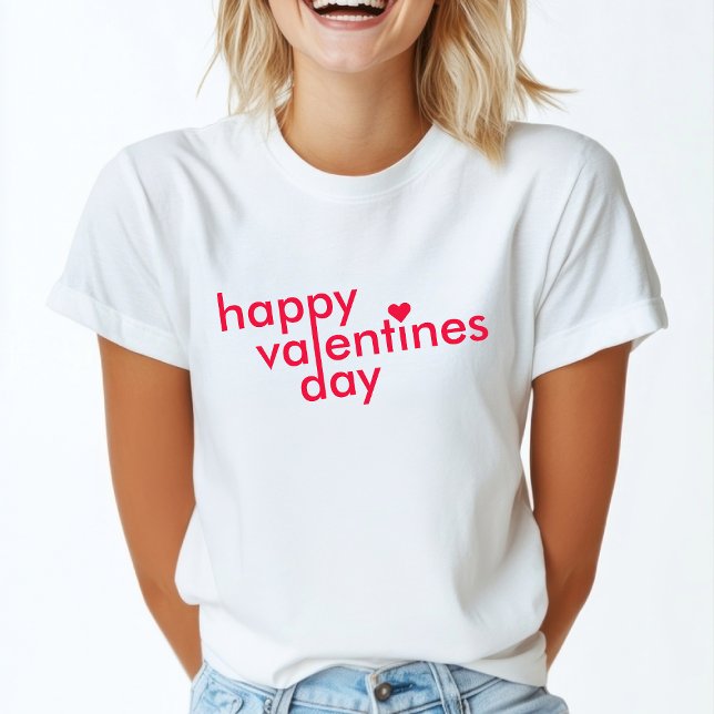 Happy Valentine's Day | Love Heart Modern Trendy T-Shirt (Creator Uploaded)
