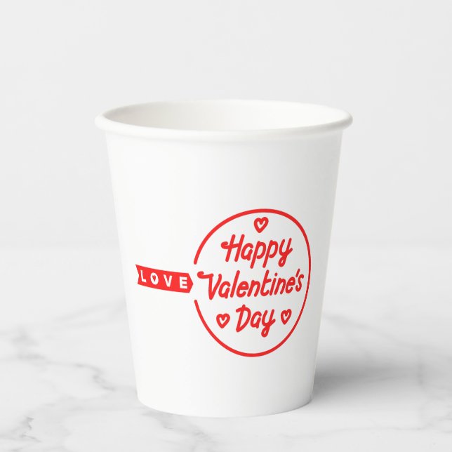 Happy Valentine's Day Love Paper Cups (Front)