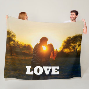 Happy Valentine's Day Love Photo Boyfriend Fleece Blanket