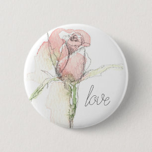 Happy Valentine's Day Love Pink Rosebud 6 Cm Round Badge