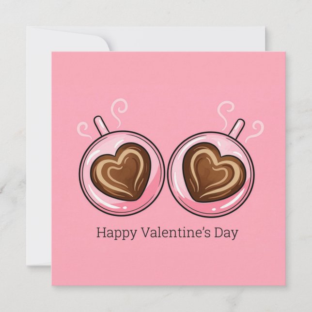 Happy Valentines Day Love Romance Heart Shaped Cup Holiday Card (Front)