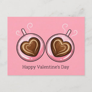 Happy Valentines Day Love Romance Heart Shaped Cup Holiday Postcard