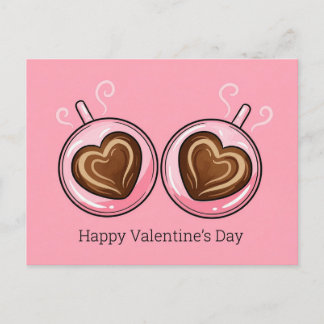 Happy Valentines Day Love Romance Heart Shaped Cup Holiday Postcard