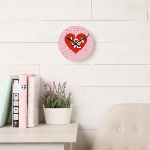Happy Valentine's Day Love Round Clock
