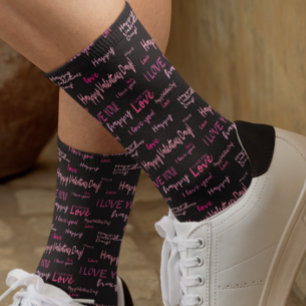 Happy Valentine's day Love Script Gift   Socks
