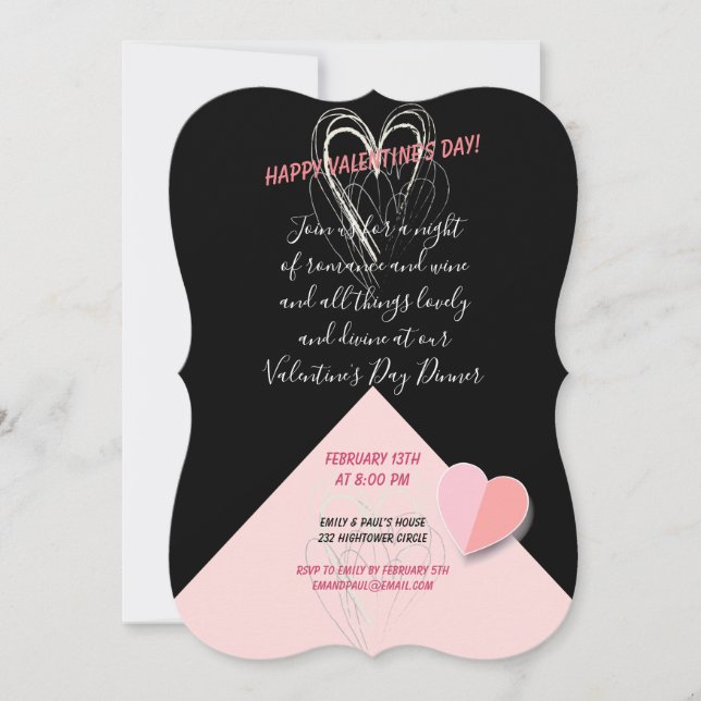 Happy Valentine's Day Lovely Elegant Invitation (Front)