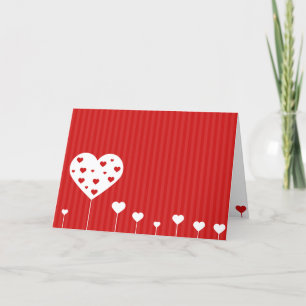 Happy Valentine's Day Lovely Red White Hearts Holiday Card