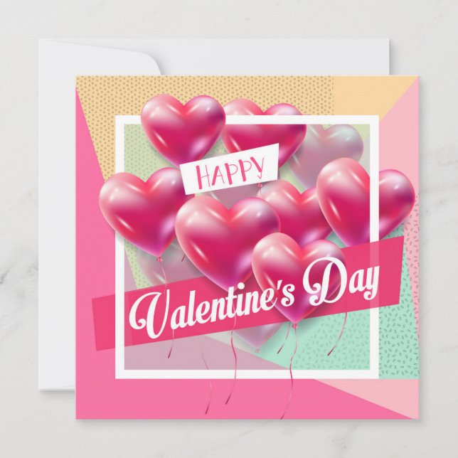 Happy Valentine's Day Lovely Trendy Greeting Holiday Card (Front)