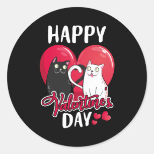 Happy Valentine's day Lovers of cats Gift Classic Round Sticker