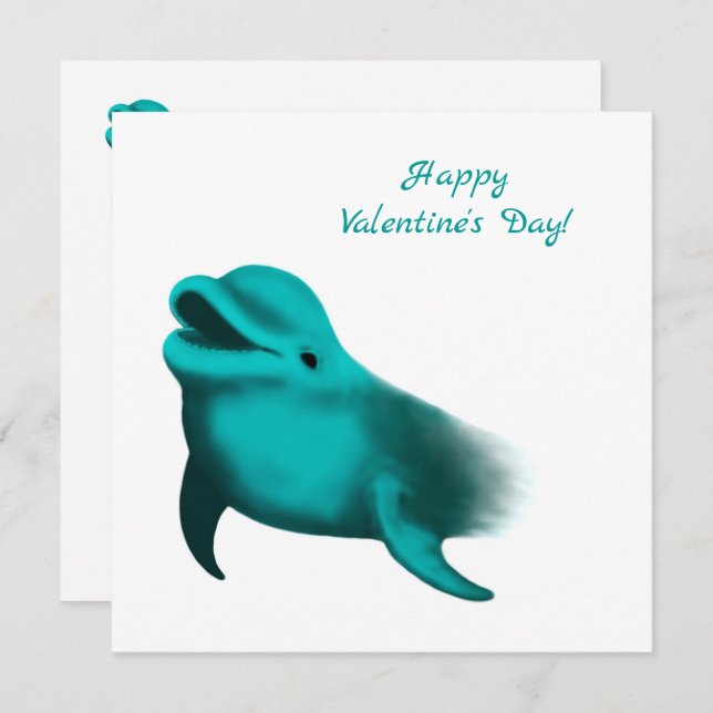 Happy Valentine's Day - Lucky Dolphin Holiday Card (Front/Back)