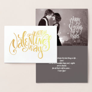 Happy Valentine's Day Luxury Real  Foil Photo Card
