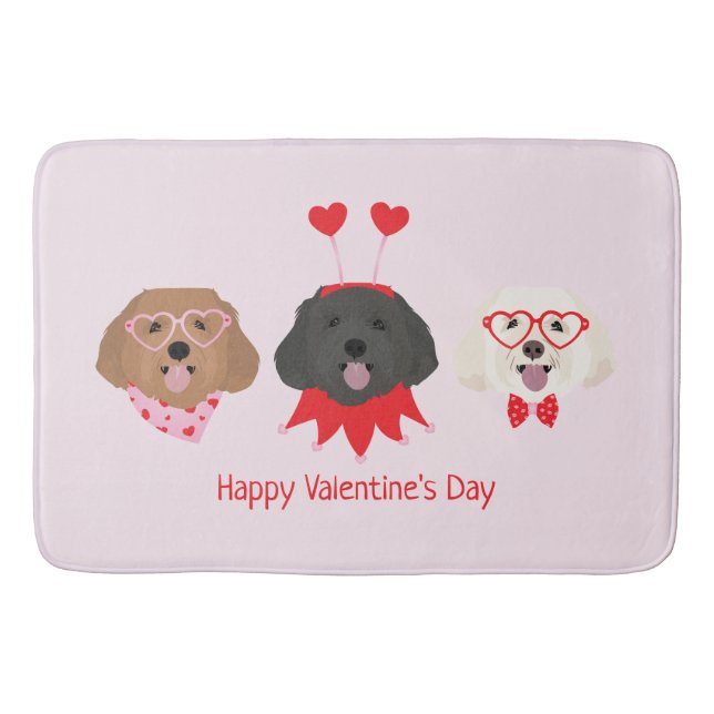 Happy Valentines Day Maltipoo Dogs Bath Mat (Front)