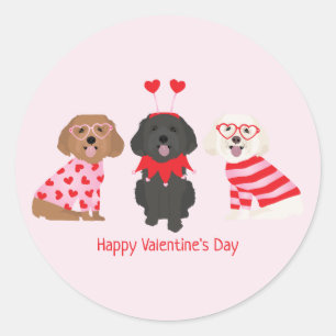 Happy Valentines Day Maltipoo Dogs Classic Round Sticker