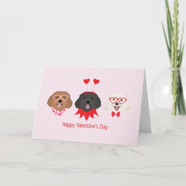 Happy Valentines Day Maltipoo Dogs Holiday Card (Front)