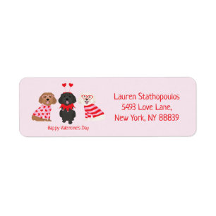 Happy Valentines Day Maltipoo Dogs Return Address Label
