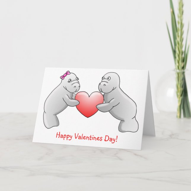 Happy Valentines Day - Manatee love card (Front)