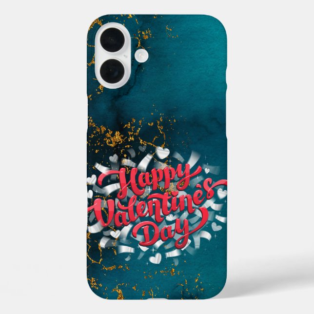 Happy Valentines Day Marbled Case-Mate iPhone Case (Back)