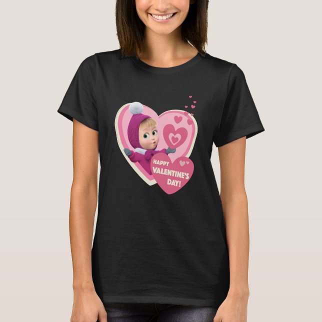 Happy Valentine's Day Masha and the Bear  1 T-Shirt (Front)