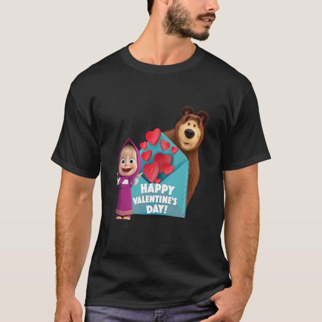 Happy Valentine's Day Masha and the Bear T-Shirt (Front)