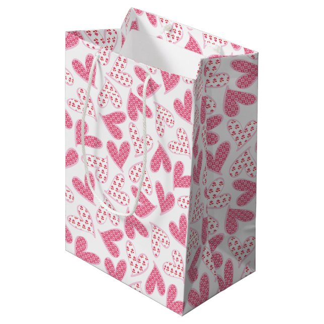 Happy Valentine's Day Medium Gift Bag (Front Angled)