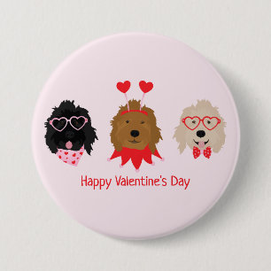 Happy Valentines Day Mini Goldendoodle Dogs 7.5 Cm Round Badge