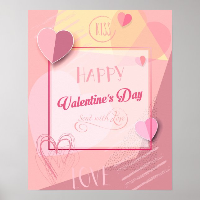 Happy Valentine's Day Modern Abstract Poster (Front)