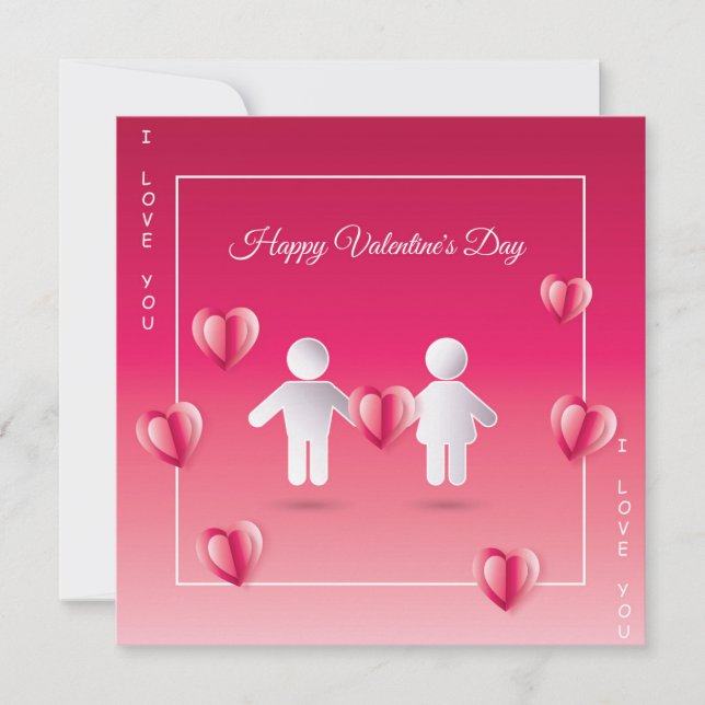 Happy Valentine's Day Modern Design Greeting Holiday Card (Front)