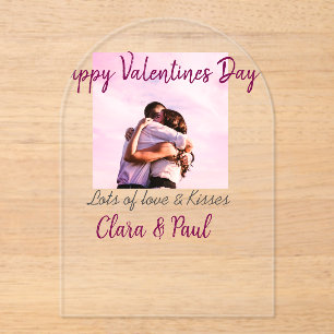 Happy Valentines day modern kisses love add name p Acrylic Invitations