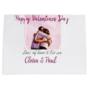 Happy Valentines day modern kisses love add name p Large Gift Bag