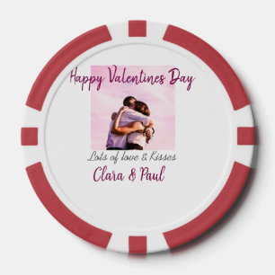 Happy Valentines day modern kisses love add name p Poker Chips